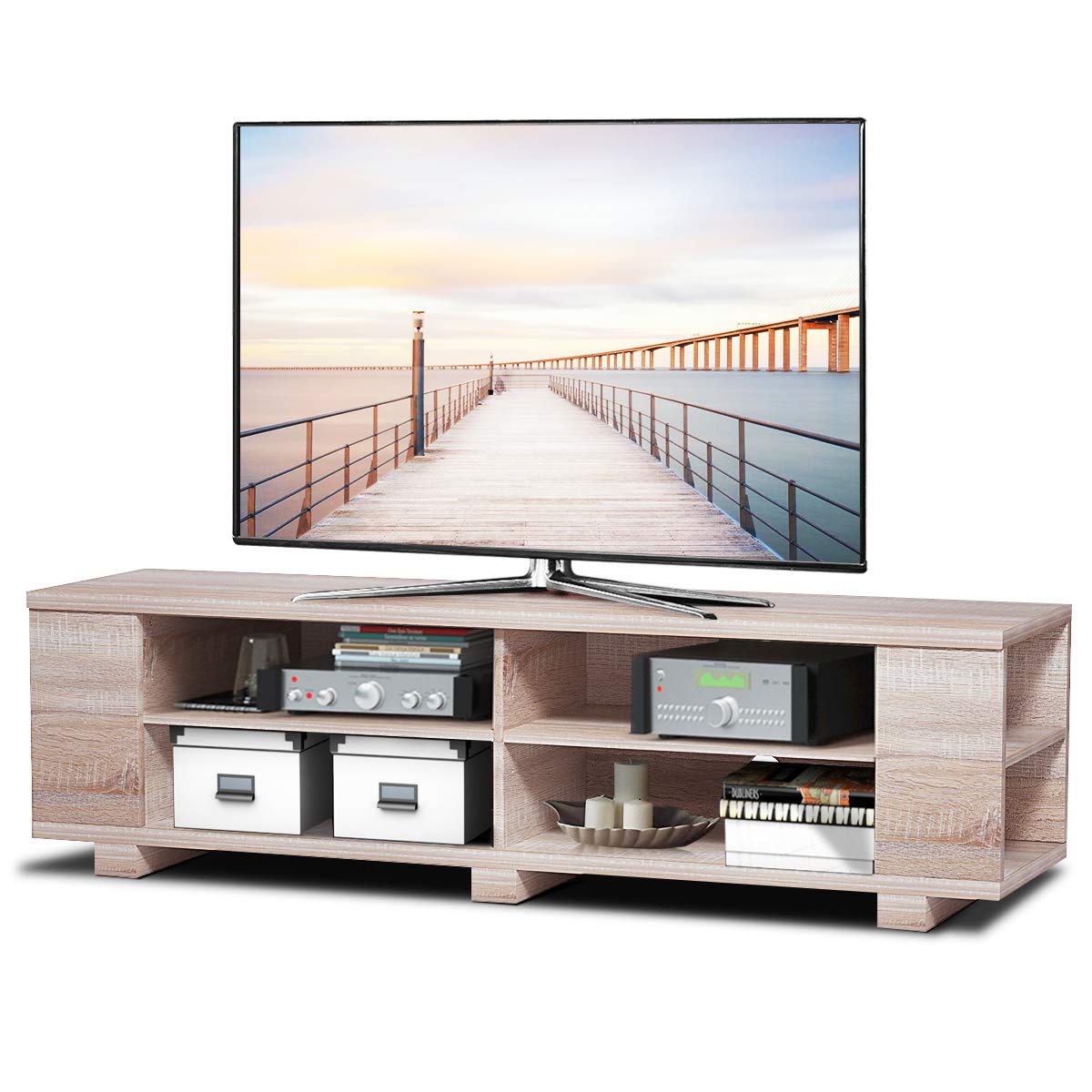 Wood TV Stand for TVs up to 65 Inch - Tangkula
